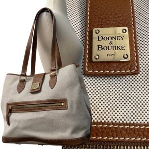 Dooney & Bourke Leather Trim Woven Tote Zippered Divider with Coin Purse! EUC